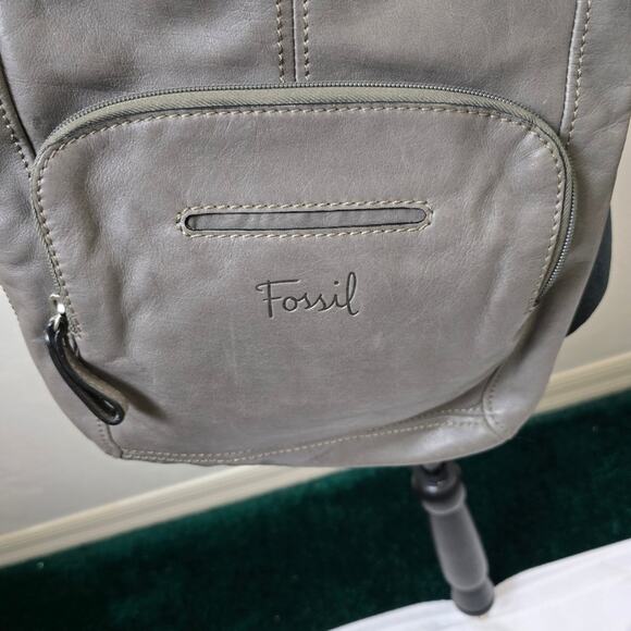 Fossil Hanover Leather Smoke Hued Crossbody Messenger Tote Bag Shoulder Purse - Picture 4 of 15